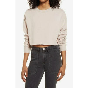 Socialite Crop Sweatshirt In Sand/ Beige Size XL